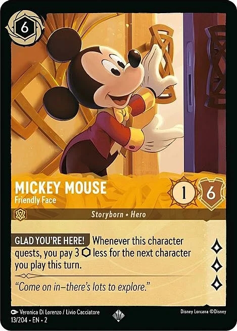 Mickey Mouse - Friendly Face (Super Rare) - Rise of the Floodborn 13/204 - Disney Locarcana